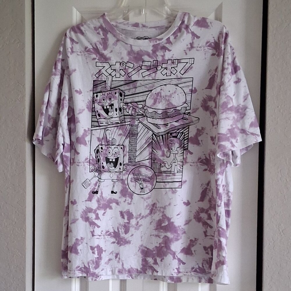 Spongebob Squarepants Purple Tie Dye Short Sleeve Tee Men's Size M